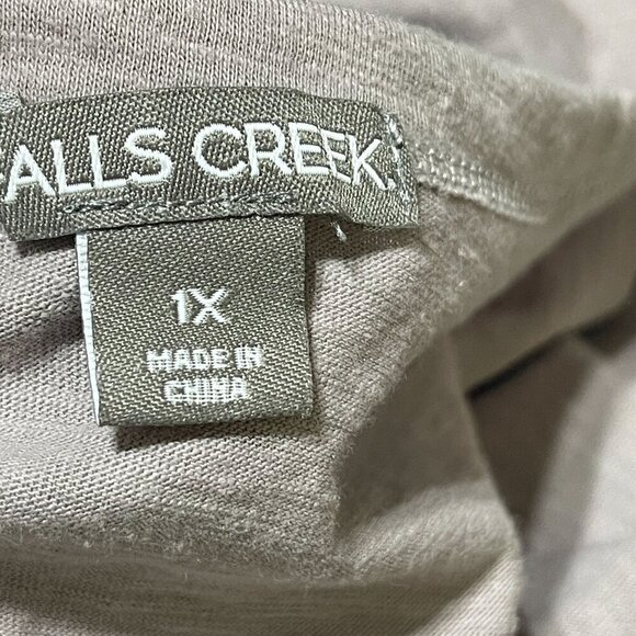 New Falls Creek Ruffle Hem Top Scoop Neck Ombre Grey Size 1X Cotton Blend - Picture 4 of 7